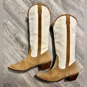 FREE with a $500 purchase. Urban Outfitters Tan and Cream Heeled Boots